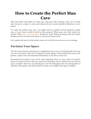 How to Create the Perfect Man Cave