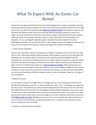 What To Expect With An Exotic Car Rental