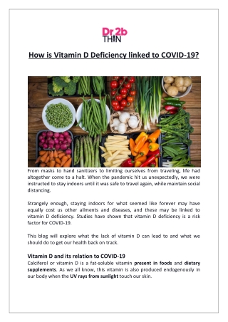 Dr2bThin - How is Vitamin D Deficiency linked to COVID-19