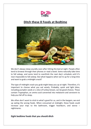 Dr2bThin - Ditch these 8 Foods at Bedtime