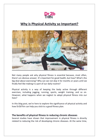 Why is Physical Activity so Important