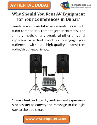 Why Should you Rent AV Equipment for your Conferences in Dubai?