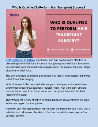 ​Who Is Qualified To Perform Hair Transplant Surgery?