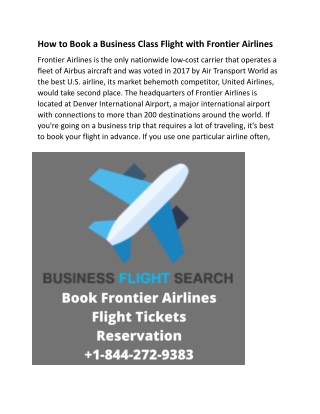 How to Book a Business Class Flight with Frontier Airlines
