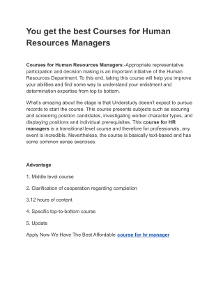 You get the best Courses for Human Resources Managers (1)