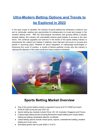 Ultra-Modern Betting Options and Trends to be Explored in 2022