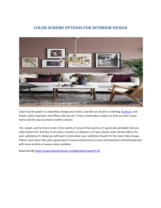 COLOR SCHEME OPTIONS FOR INTERIOR DESIGN