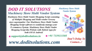 Readymade Machinery Store Multi Vendor Script - DOD IT SOLUTIONS