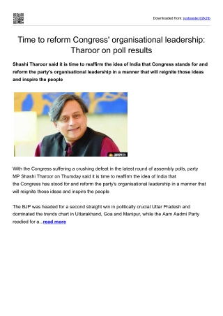 Time to reform Congress' organisational leadership_Tharoor on poll results