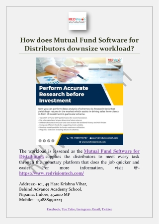 How does Mutual Fund Software for Distributors downsize workload