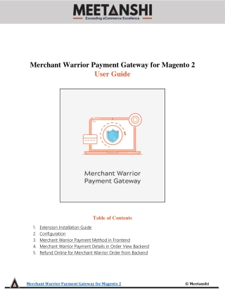 Magento 2 Merchant Warrior Payment Gateway