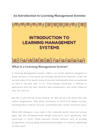 An Introduction to Learning Management Systems