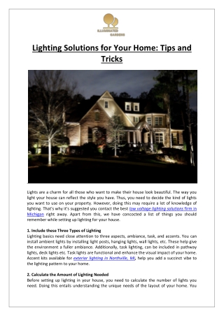 Low Voltage Lighting Solutions for Your Home Tips & Tricks