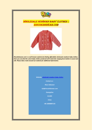 Wholesale Newborn Baby Clothes | Riocokidswear.com