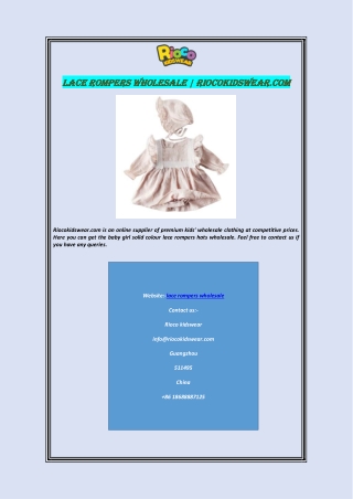 Lace Rompers Wholesale | Riocokidswear.com