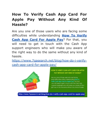 How To Verify Cash App Card For Apple Pay Without Any Kind Of Hassle?