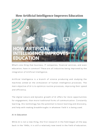 How Artificial Intelligence Improves Education