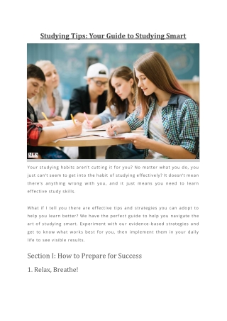 Studying Tips Your Guide to Studying Smart