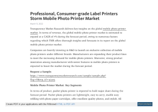 Mobile Photo Printer Market Size to Reach US$ 3.7 Bn by 2031