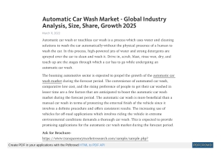 Automatic Car Wash Market Current Scenario with Future Growth Analysis