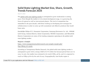 Solid State Lighting Market Size, Share, Growth, Trends Forecast 2025