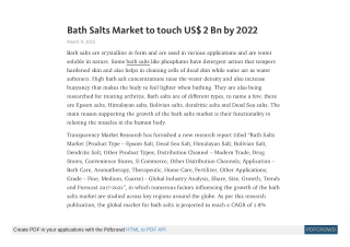 Bath Salts Market to touch US$ 2 Bn by 2022