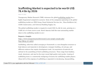 Scaffolding Market is expected to be worth US$ 78.4 Bn by 2026