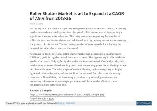 Roller Shutter Market is to Reach US$ 92.3 Bn by 2026 | CAGR of 7.9%