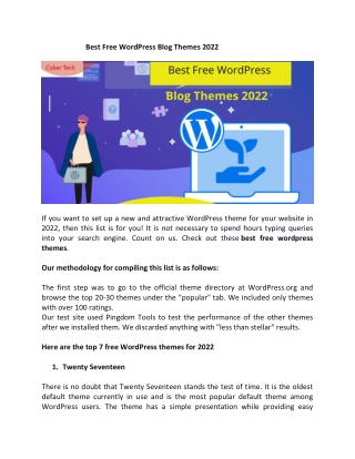 Best Free WordPress Blog Themes 2022