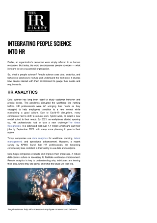 Integrating People Science and Human Resources
