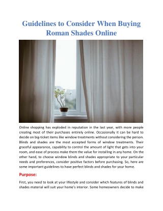 Guidelines to consider when buying roman shades online