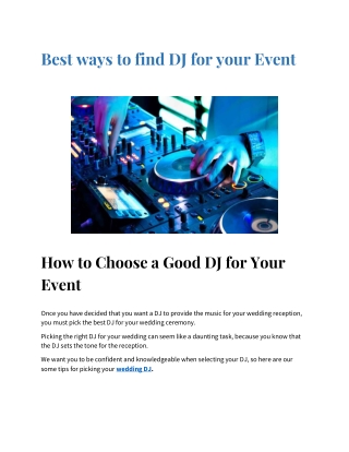 Best ways to find DJ for your Event