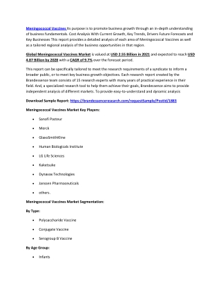 Meningococcal Vaccines Market Size, Share, Trends | Industry Growth and Forecast