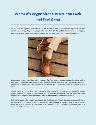 Women’s Vegan Shoes: Make You Look and Feel Great