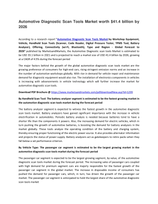 Automotive Diagnostic Scan Tools Market worth $41.4 billion by 2026