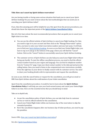 How can I cancel my Spirit Airlines reservation?