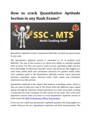 How to crack Quantitative Aptitude Section in any Bank Exams