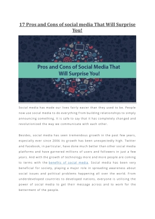 17 Pros and Cons of social media That Will Surprise You