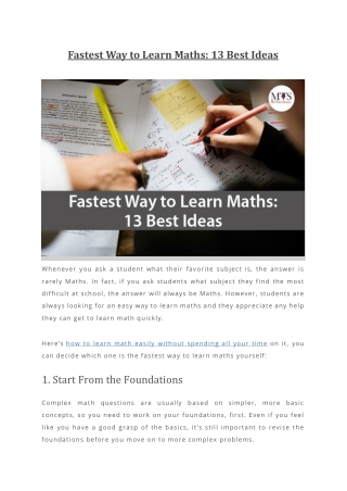 Fastest Way to Learn Maths 13 Best Ideas