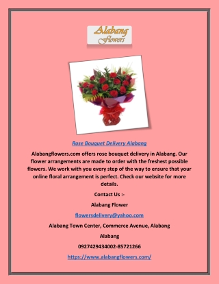Rose Bouquet Delivery Alabang | Alabangflowers.com