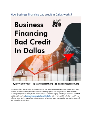 How business financing bad credit in Dallas works