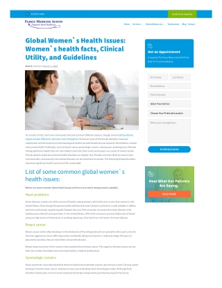 Global Women`s Health Issues, their Diagnosis, and Prognosis