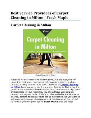 Long-Lasting and Trustworthy Professional Services for Carpet Cleaning in Milton