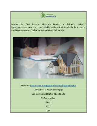 Best Reverse Mortgage Lenders in Arlington Heights | Zreversemortgage.com
