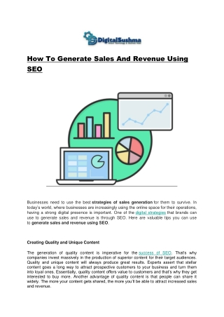 How To Generate Sales And Revenue Using SEO