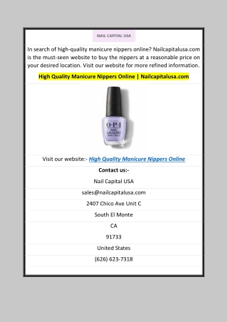 High Quality Manicure Nippers Online  Nailcapitalusa.com