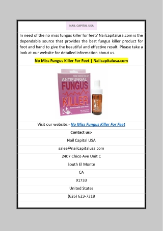 No Miss Fungus Killer For Feet  Nailcapitalusa.com