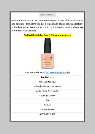 Cnd Nail Polish For Sale  Nailcapitalusa.com