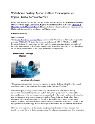 Waterborne Coatings Market by Resin Type Application , Region - Global Forecast to 2026-converted