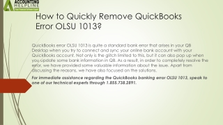 How to troubleshoot QuickBooks Error OLSU 1013 step by step